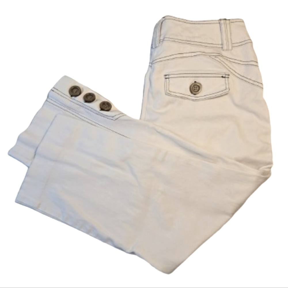 Cache White Jeans with Button and Stitch Detail 4